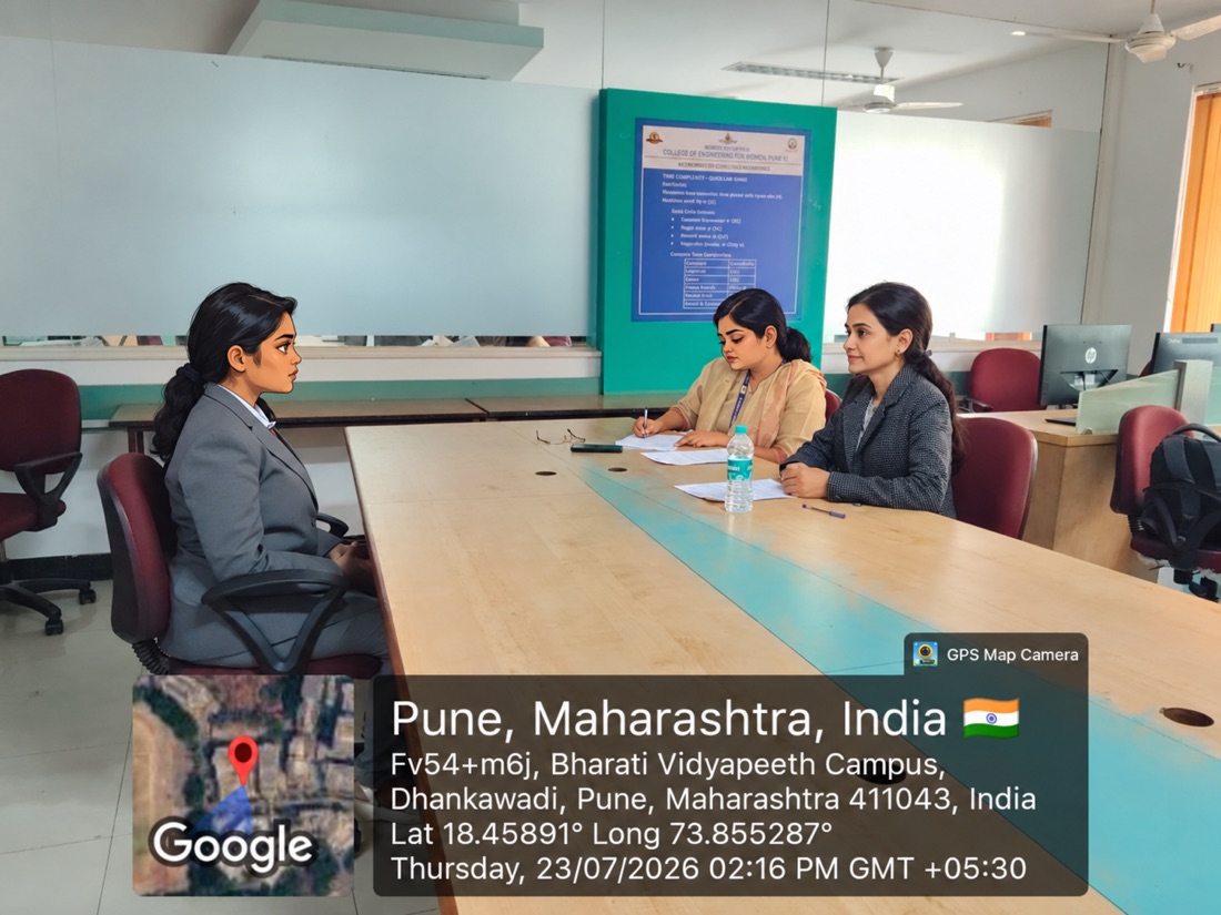 One-on-one mentoring conversation with a student at the College of Engineering for Women, Pune